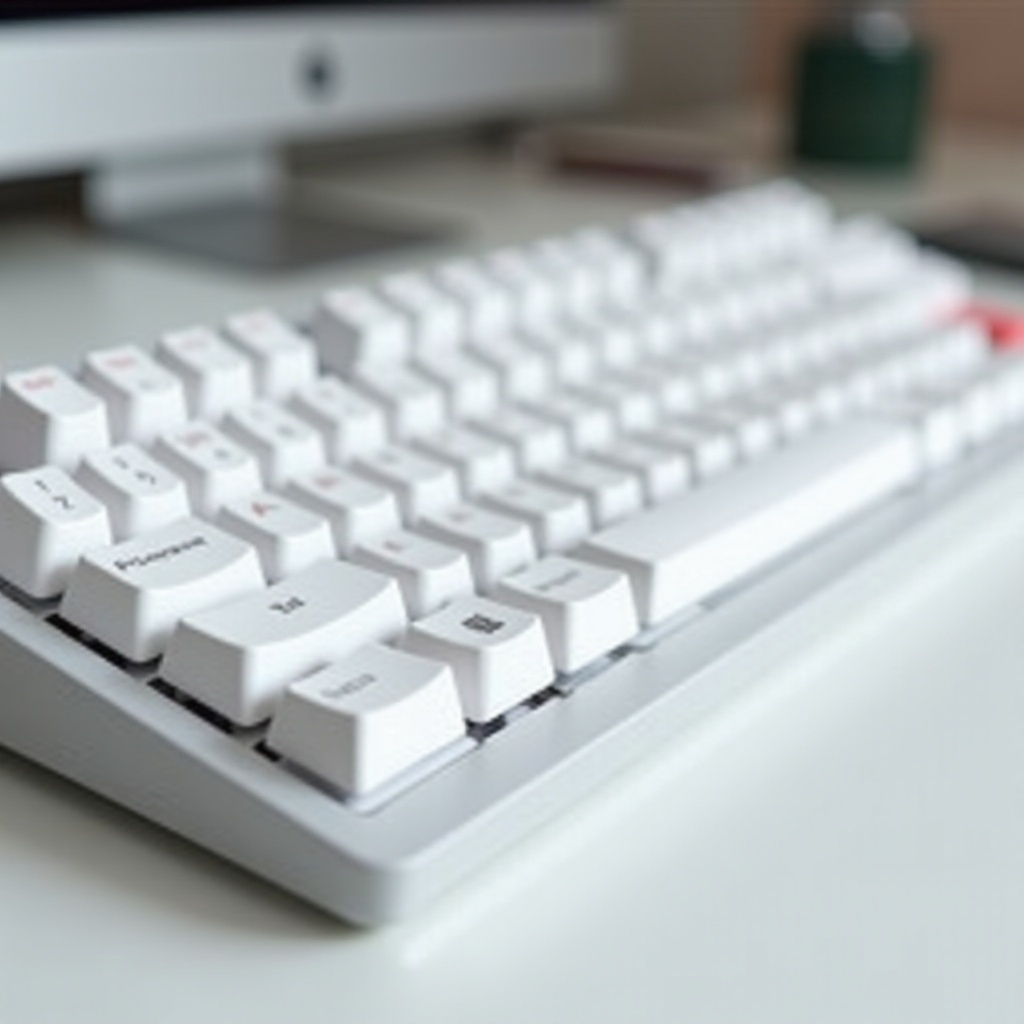 テンキー付きの白いメカニカルキーボード